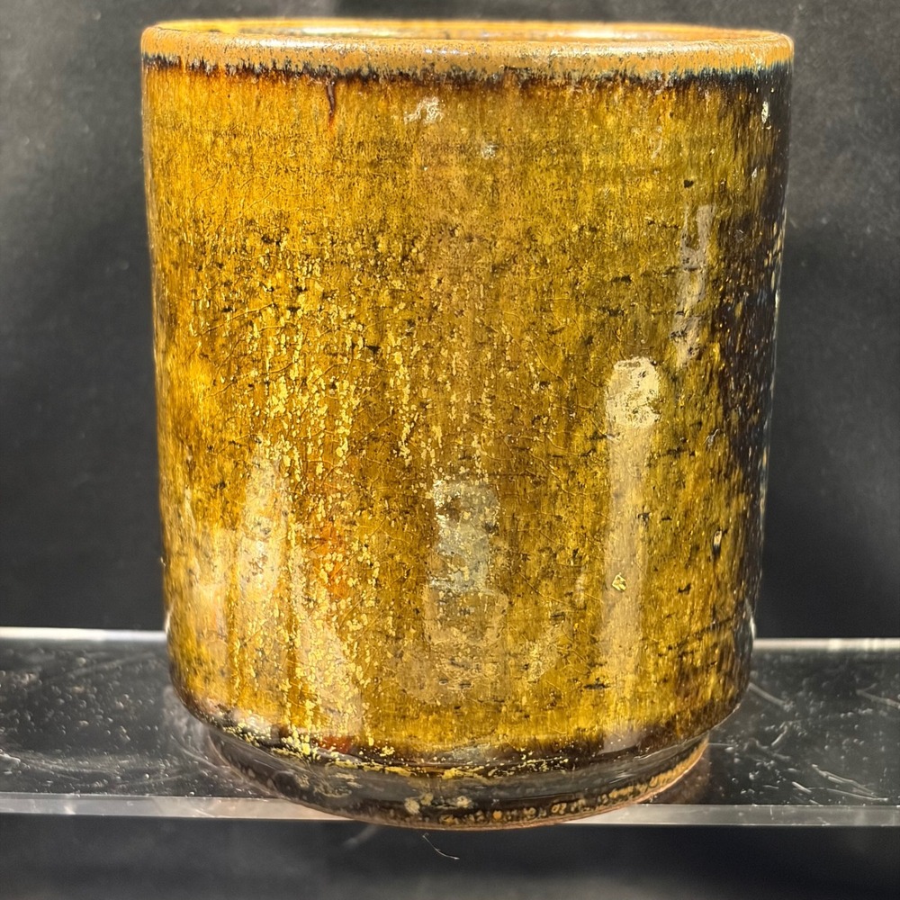Vintage 1996 Studio Pottery Hand Thrown Ceramic Tumbler Earth Tone Glaze 4in - Picture 10 of 11